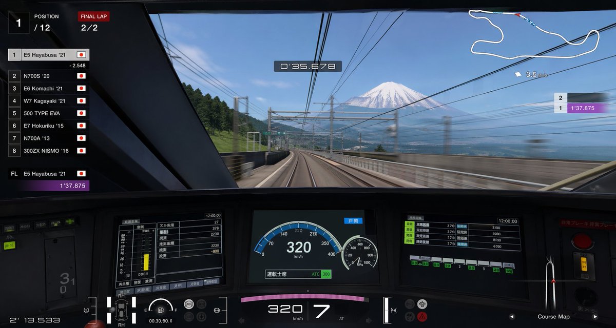 nizikawa_01tenn's tweet photo. 触発されてGT風鉄道レースゲーなんてものを作ってみたんですけど、ちゃんとそれっぽいの出してくれるの凄いし絵が綺麗だな https://t.co/6IXdFDAG38
