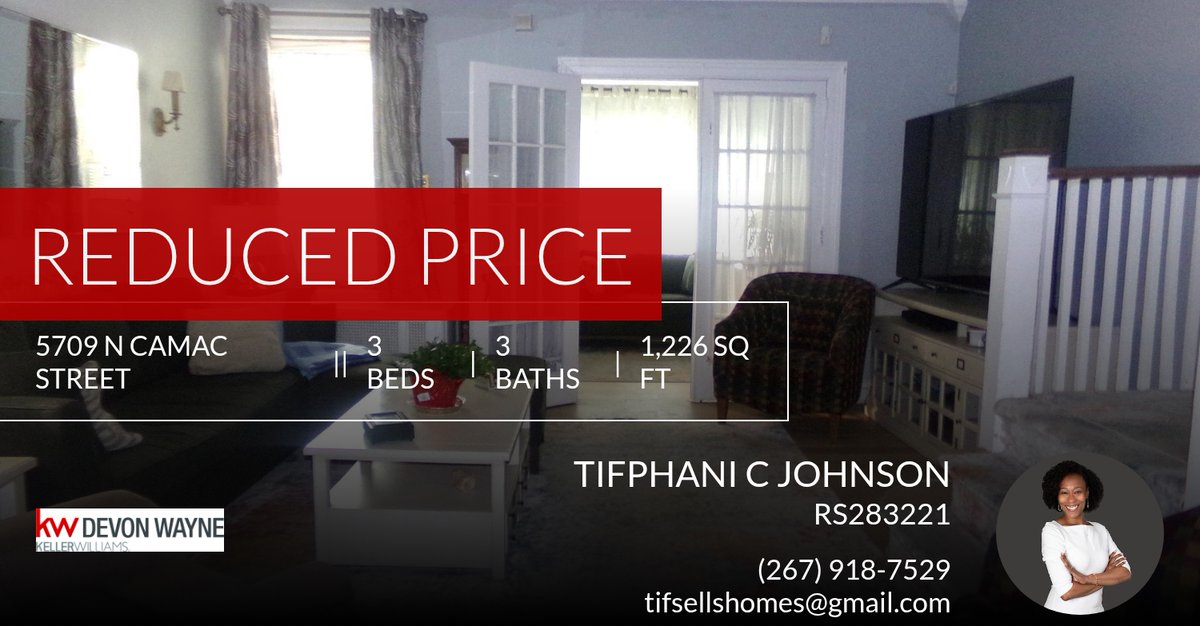 Tifsells's tweet photo. 📍 Reduced Price 📍 This recently reduced home at 5709 N Camac Street in Philadelphia won't last long, so, don't wait to set up a showing! Reach out here or at (267) 918-7529 for more information!

Tifphani C Johnson, Realt... https://t.co/YesrZGO0Pj https://t.co/0cvlMmu5hY