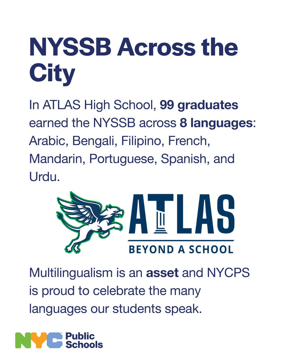NYCMultilingual's tweet photo. ❓DYK Bronx High School of Science and ATLAS High School are currently excelling with the New York State Seal of Biliteracy (NYSSB)?

⭐Discover how both schools have allowed their students to reach their highest potential and succeed through the NYSSB.

📱#multilingualNYC https://t.co/jBFhGCQlS7