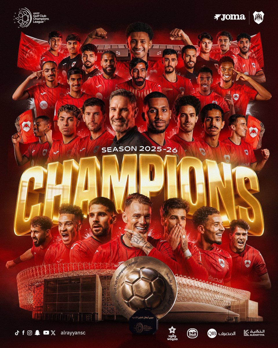 ابطال الخليج ♥️🖤
الف مبروك لجماهير الامه الريانية 😍

#الريان