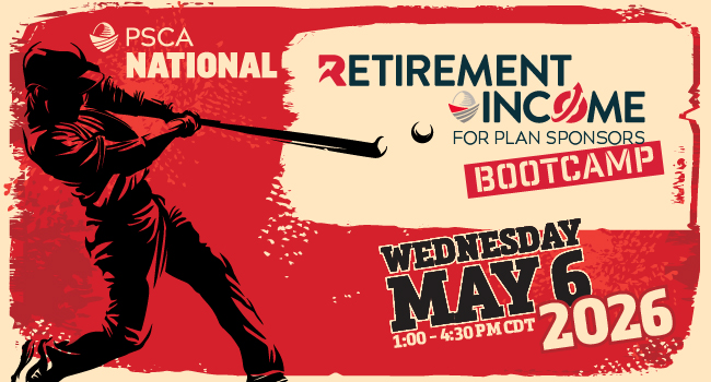 PSCA401k's tweet image. Earn PCSA’s Retirement Income for Plan Sponsors Certificate at #PSCANational. Included with registration. Pre-registration is required.

Reserve Your Spot: ow.ly/mlGP50YNB1t
 #RetirementPlanning #RetirementIncome #PlanSponsors