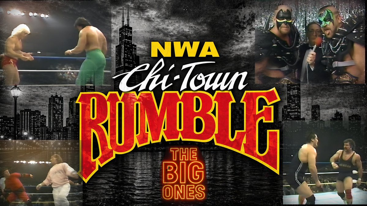 TOMORROW we drop CHI-TOWN RUMBLE 1989 on THE BIG ONES Video-Cast! Flair vs. Steamboat in match #1 of their trilogy for the NWA World Title! Plus, Roadies vs. Varsity Club, Steiner v. Rotunda, Luger vs. Windham, Midnights, Sting, &amp; more at the ULTIMATE Tier Patreon.com/WrestleCopia