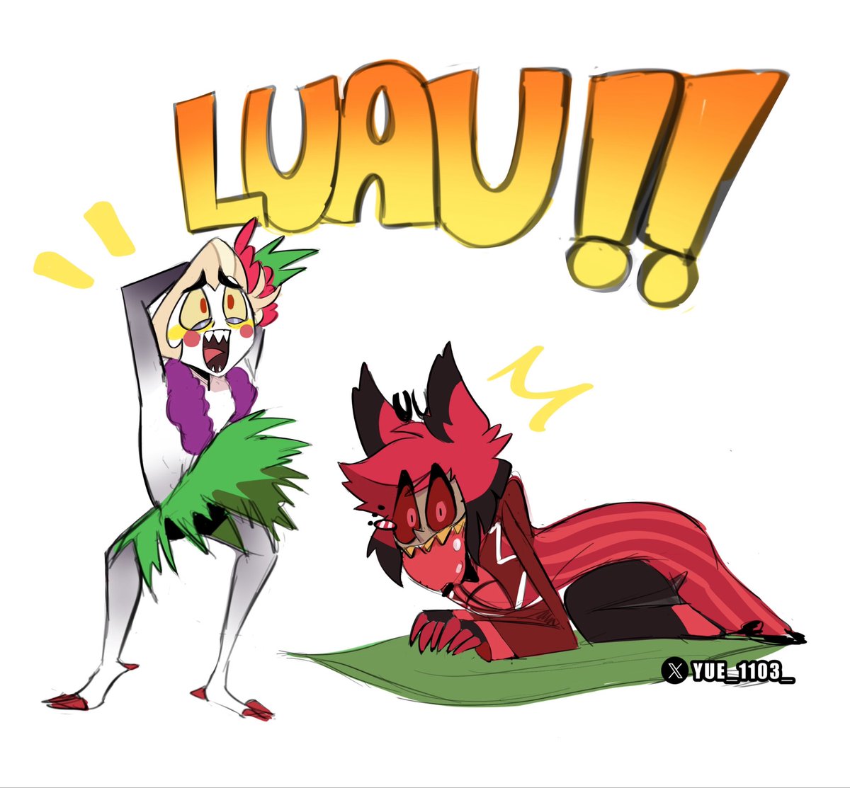 Yue_1103_'s tweet image. Luau! 🌼🌺🐍🦌 !!

#alastor #lucifer #radioapple #hazbinhotel