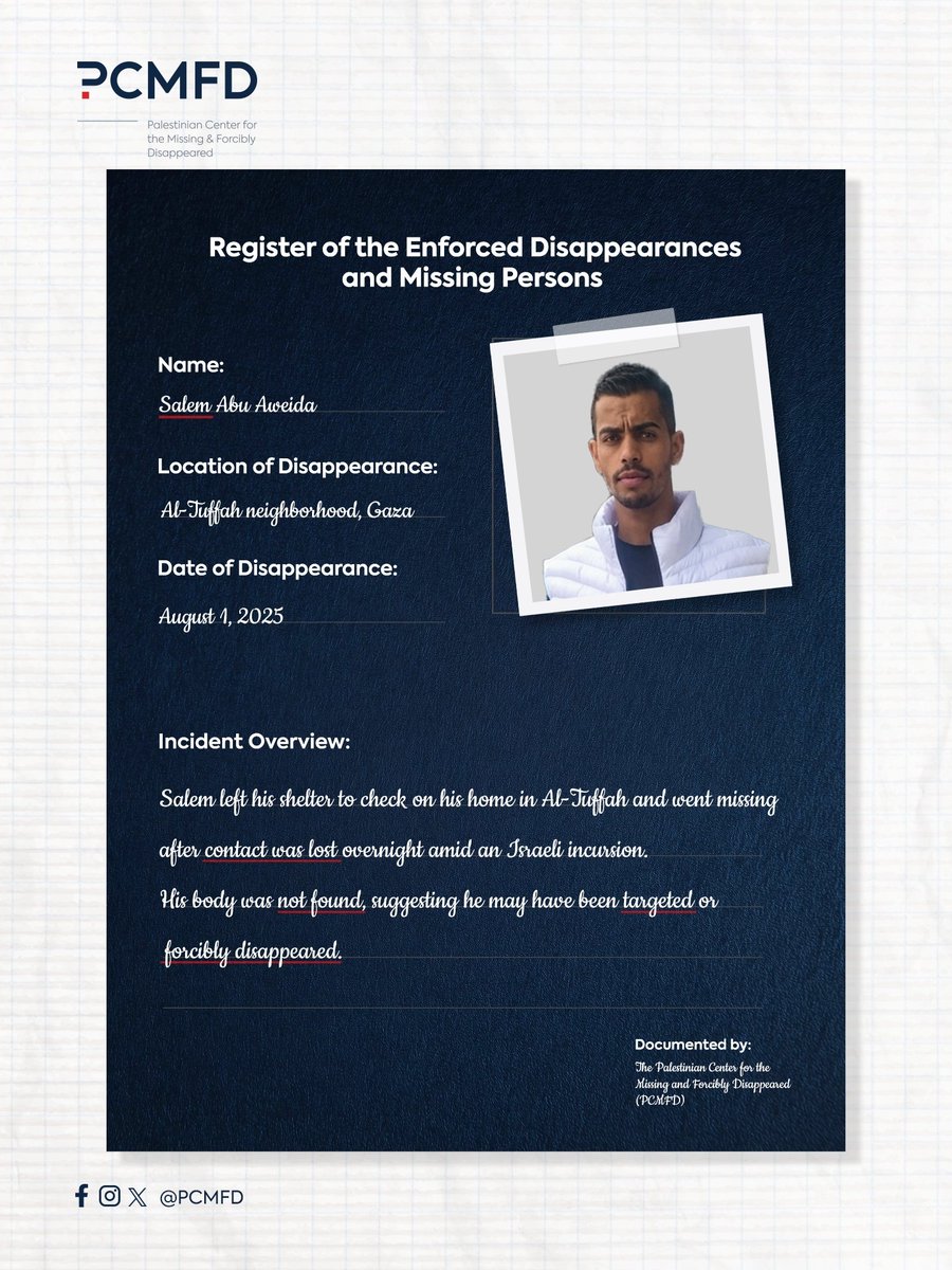 Palestinian Center for the Missing (PCMFD) tweet media