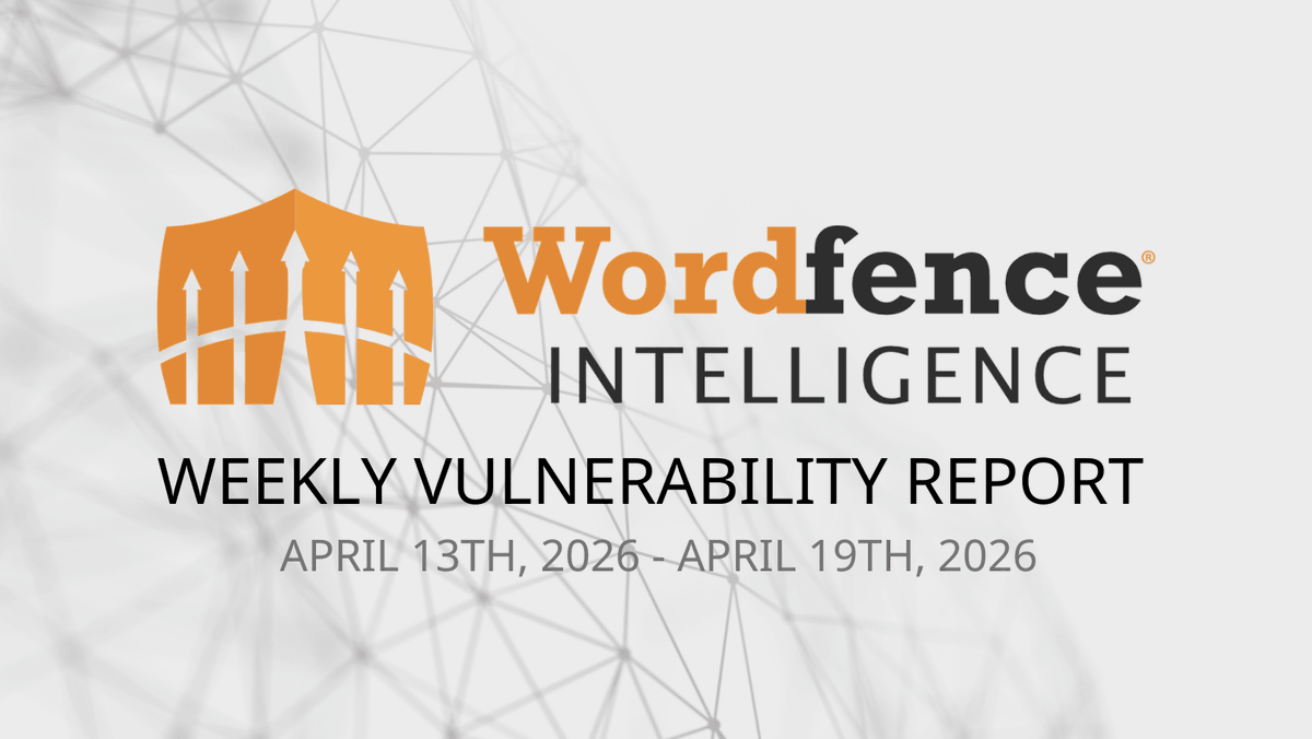 wordfence's tweet photo. Wordfence Intelligence Weekly WordPress Vulnerability Report (April 13, 2026 to April 19, 2026)

139 vulnerabilities were disclosed in 116 WordPress Plugins and 10 WordPress Themes. 84 researchers contributed to WordPress security last week.

Review those vulnerabilities in this report now to ensure your site is not affected.

https://t.co/uoBt8c92I9