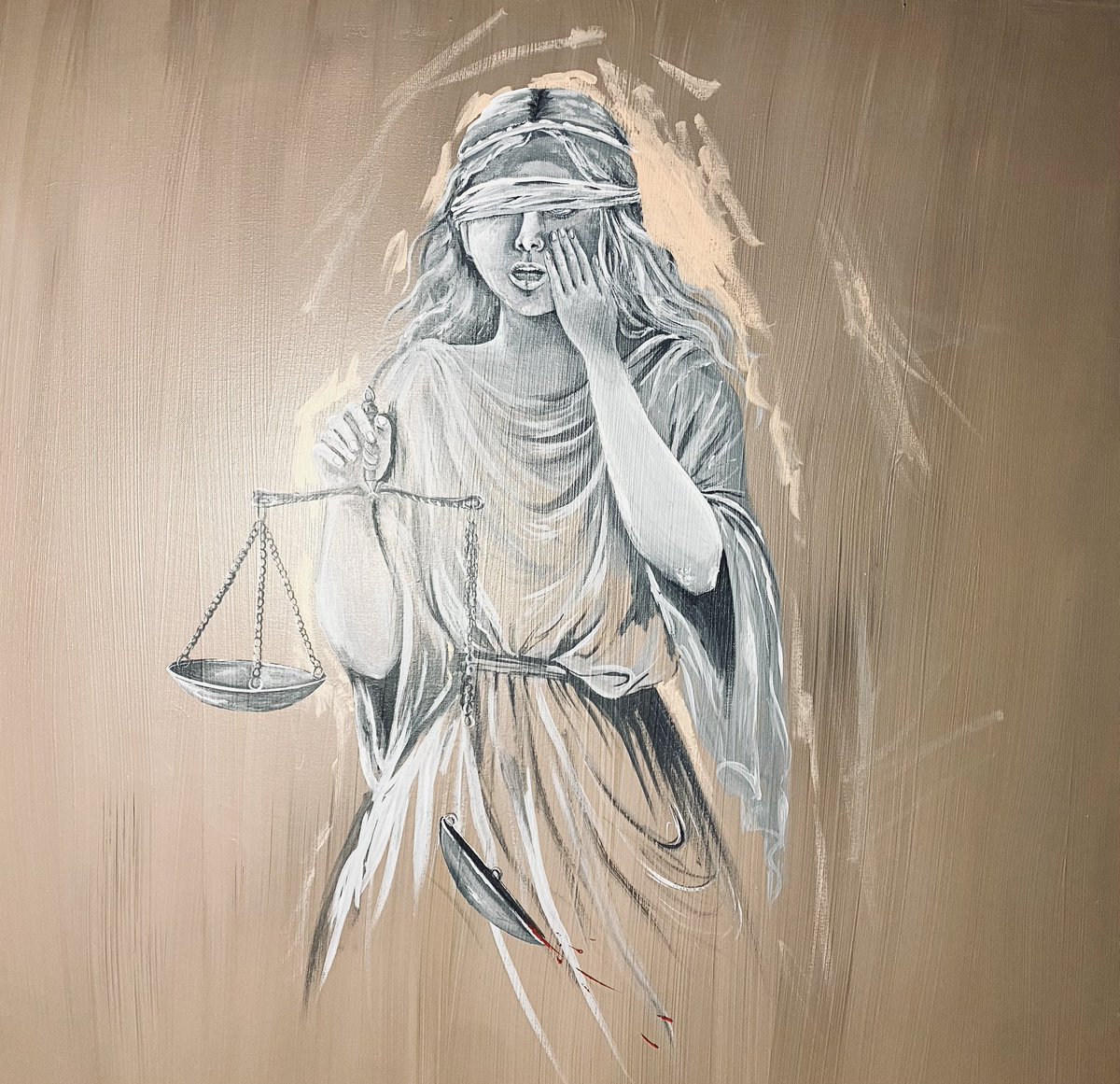 sarakmov's tweet image. Weight of blood 
Acrylic on canvas
By me
#war #blood #peace #justice