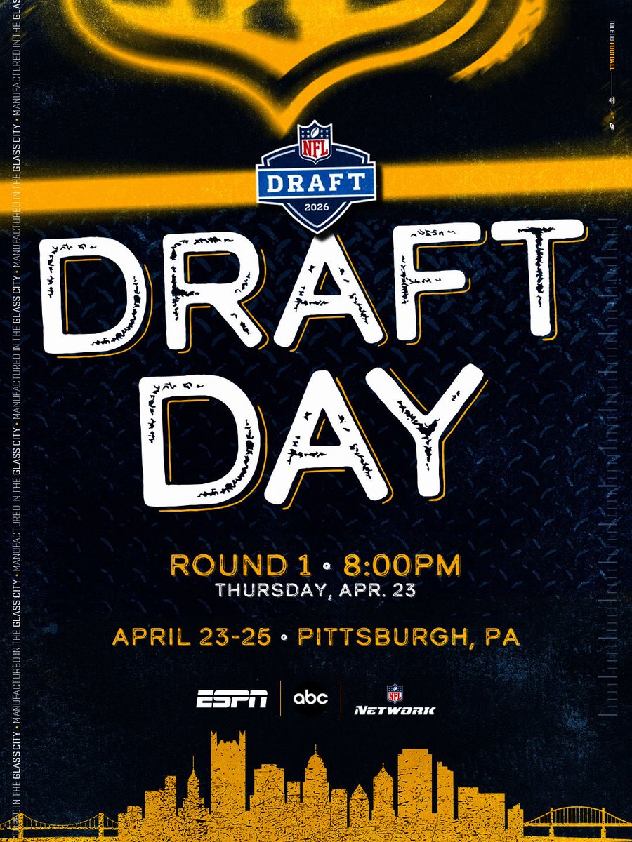 ToledoFB's tweet photo. DRAFT DAY IS HERE‼️

#NFLDraft – April 23-25 on NFL Network/ESPN/ABC https://t.co/gF1dbmxbVi