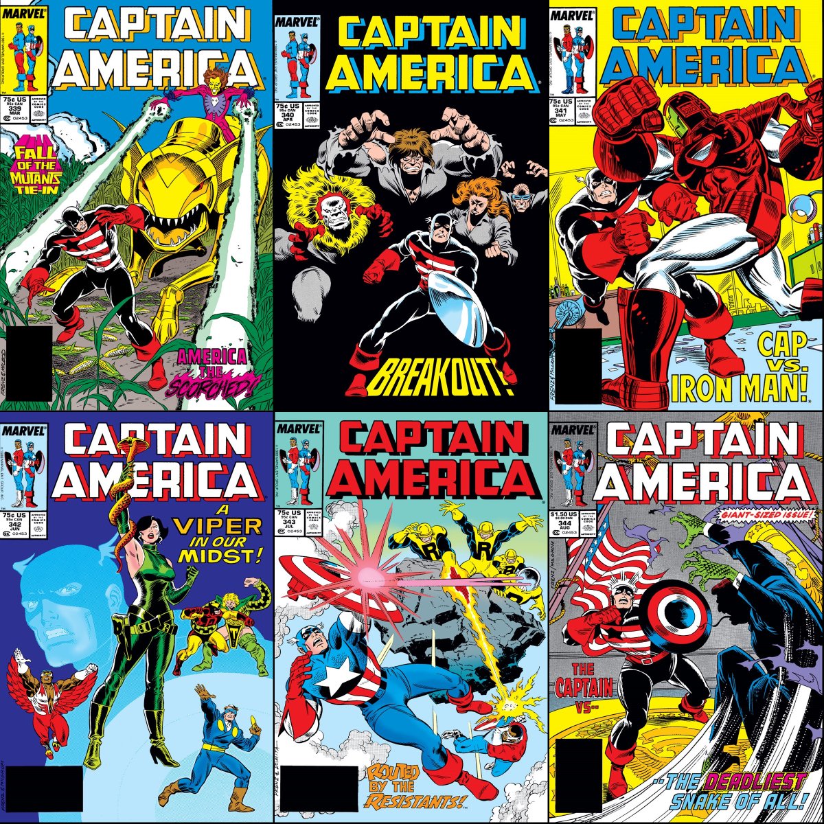 ClassicMarvel_'s tweet image. Captain America #339-344 cover dated March-August 1988.
