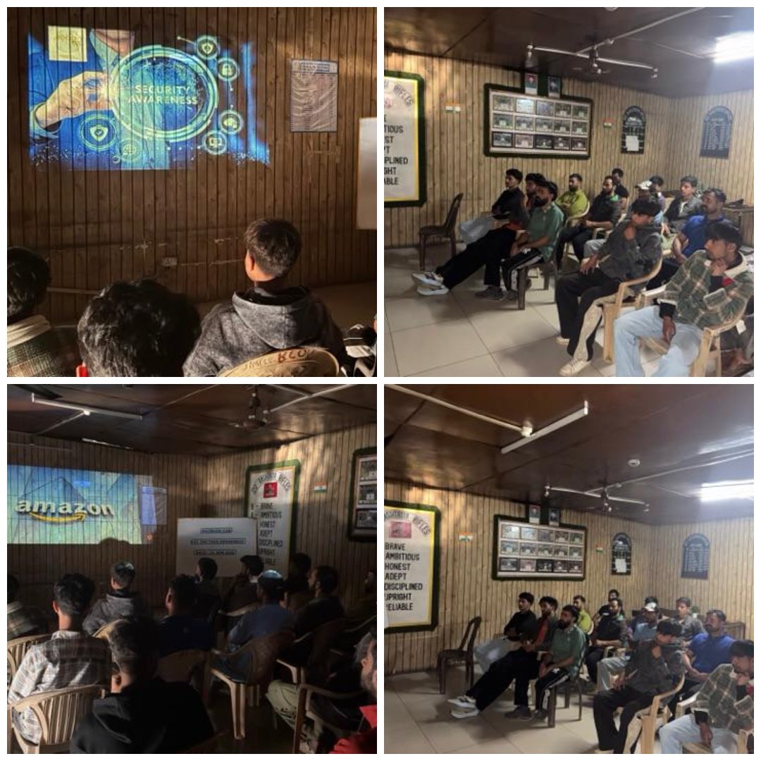Safiyam49937636's tweet image. A Cyber Security Awareness Lecture was conducted on 23 Apr 2026, educating local youth about safe internet practices, responsible online behaviour and protection from cyber threats. #IndianArmy #CyberSecurity #DigitalSafety #YouthAwareness #StaySafeOnline #AwamAurJawan