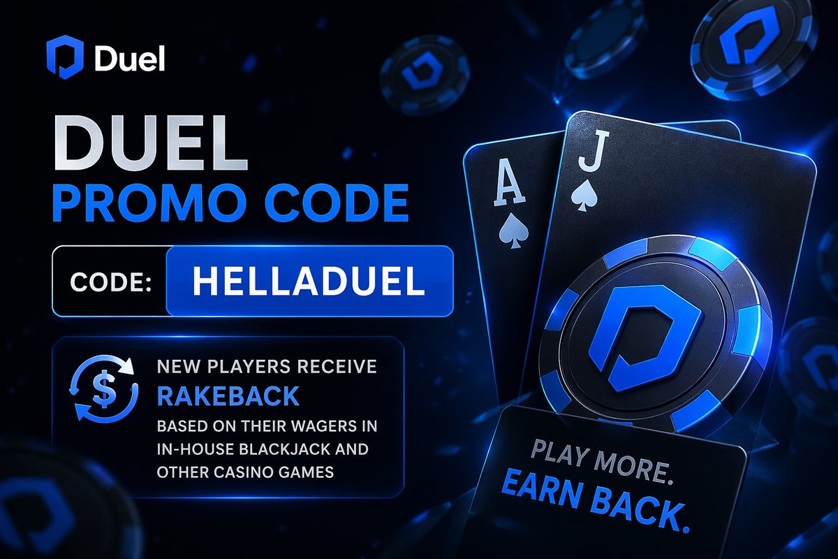 Duel promo code 🎯

Code: HELLADUEL

Unlock rakeback rewards 💸
Earn based on your wagers in in-house Blackjack ♠️ and other casino games 🎰

A solid way to get value back while you play 🔥

#Duel #Casino #Rakeback #Blackjack #CryptoCasino