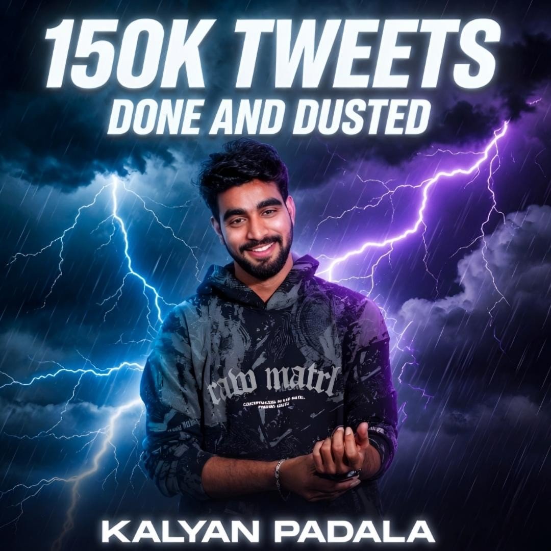 Kalyan_Trends9's tweet photo. 150K TWEETS DONE &amp; DUSTED 💥
This is not just a number… it’s pure dedication 🔥

HBD STAR KALYAN PADALA 

#KalyanPadala #150KTweetsStorm https://t.co/ZaOqpahOMk