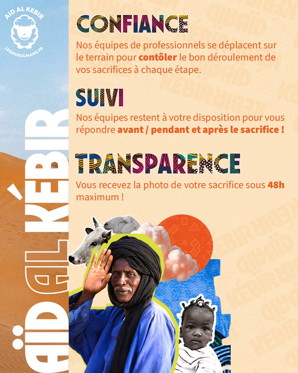 🐑🐂 Aïd al-Kebir 2026

🤝 Offrez votre sacrifice en toute confiance avec L.E.S. Musulmans 
✅ respect des règles religieuses 
📸 photo de votre sacrifice 
💬 accompagnement et transparence
🍼 possibilité d’offrir des pots de lait
👉 bit.ly/4jr10cs 
#AïdAlKebir2026