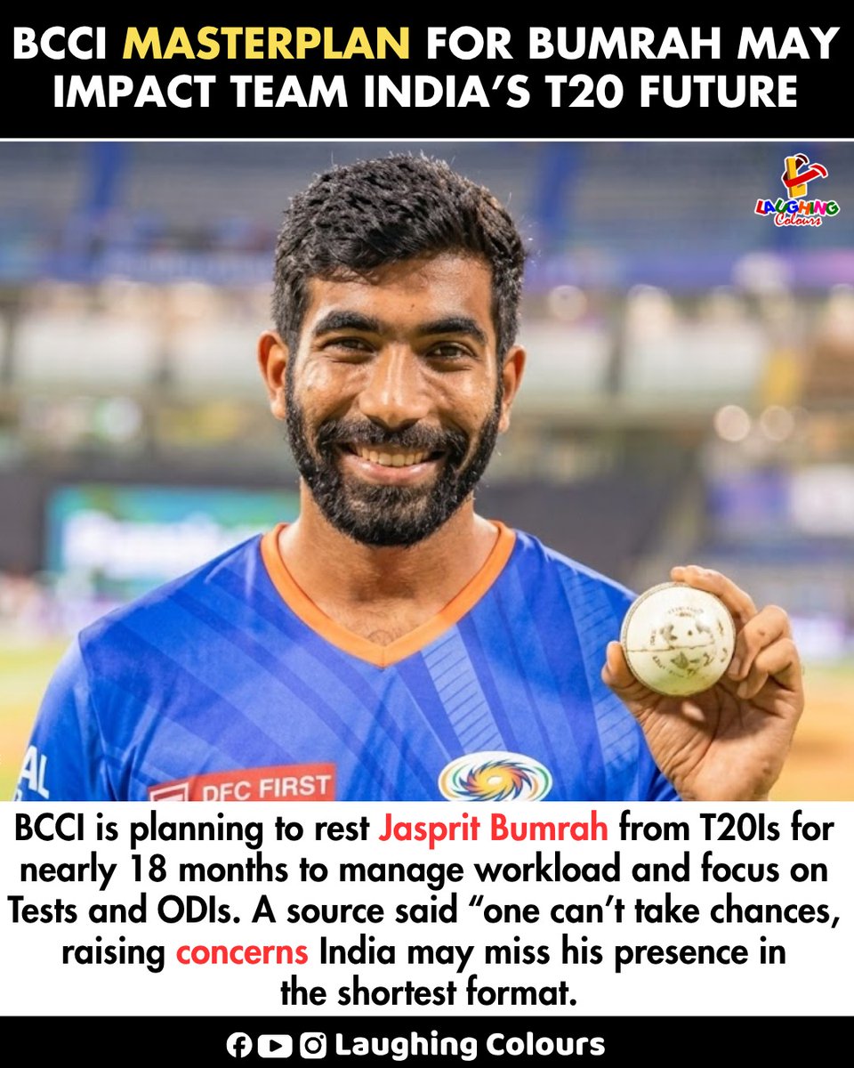 LaughingColours's tweet image. Bumrah may skip T20s 😮

#JaspritBumrah #BCCI #TeamIndia #CricketNews