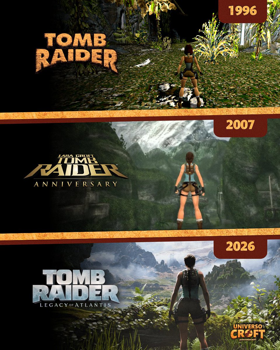 universocroft's tweet image. Este talvez seja o lugar mais icônico da franquia? 🤔 Mal posso esperar para ver como ele ficou em #LegacyOfAtlantis! 😊

#Gamer #TombRaider #PS5 #PS1 #PS2