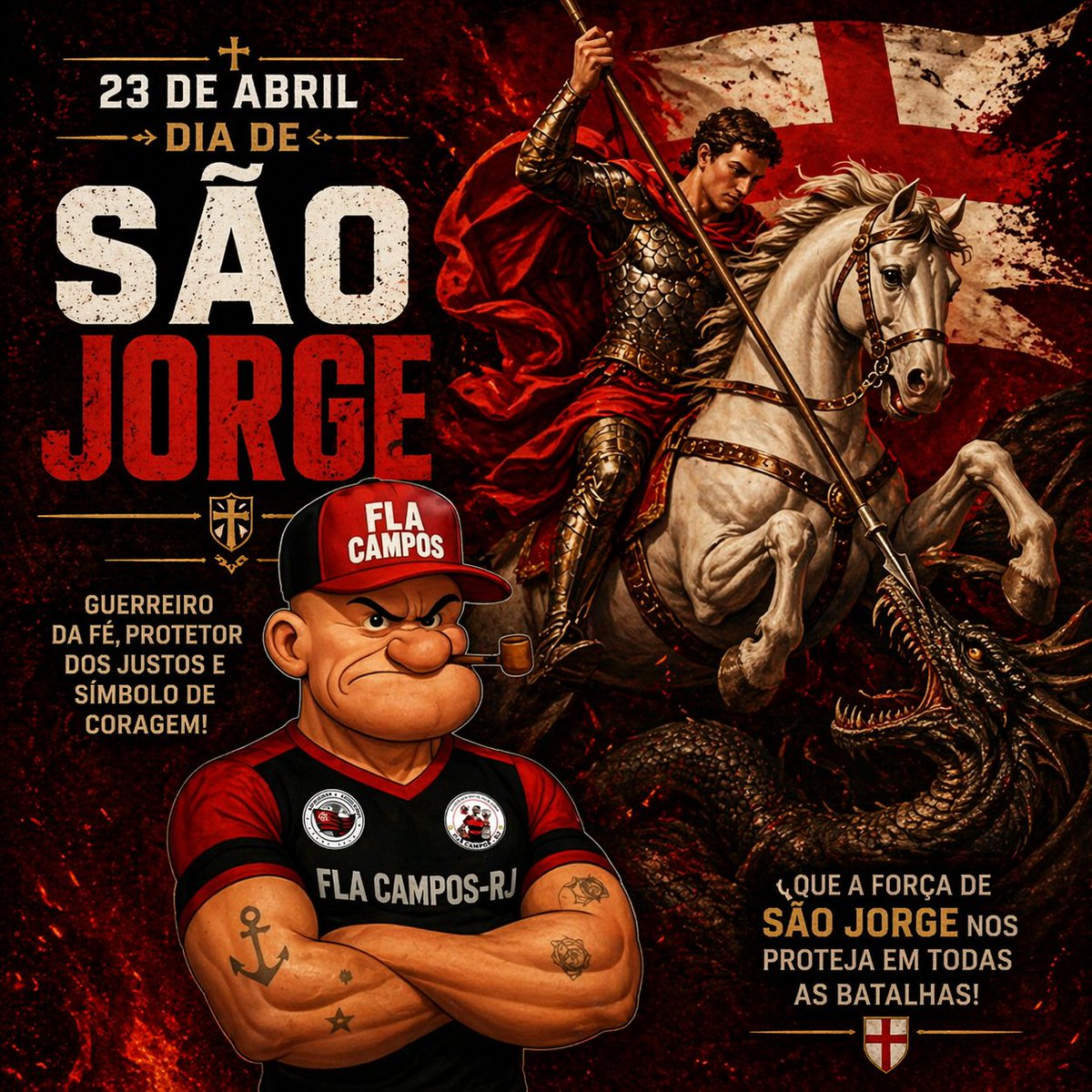 EmbFlaCampos's tweet photo. Salve Jorge,
Salve aquele que, seguindo os desígnios e leis divinas, oferece proteção aos seus "filhos"
Salve aquele que, sempre que precisei
Ofereceu-me uma lança ou uma espada.
Salve Jorge, o Santo.
Salve Jorge, Ogum.
Jorge, o Orixá! https://t.co/E7iNfEAc3P