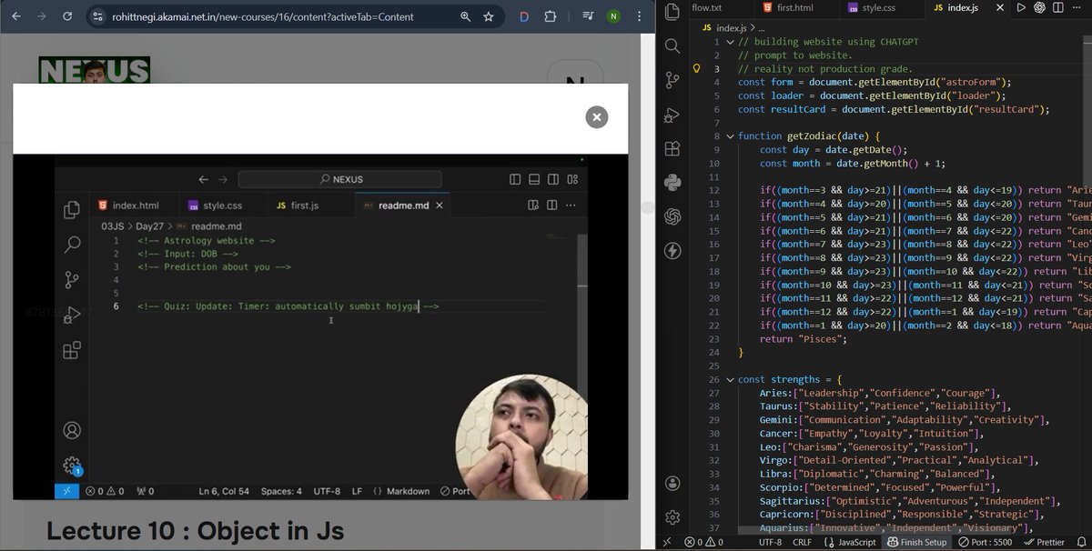 NITINBH46750809's tweet image. Day 63 – MERN Stack 🌐

Topic: Astrology Logic -&amp;gt; Js
Learning how real products are built.

📸 Class
📝 Notes

One day at a time.

#WebDev #MERNStack #BuildInPublic
