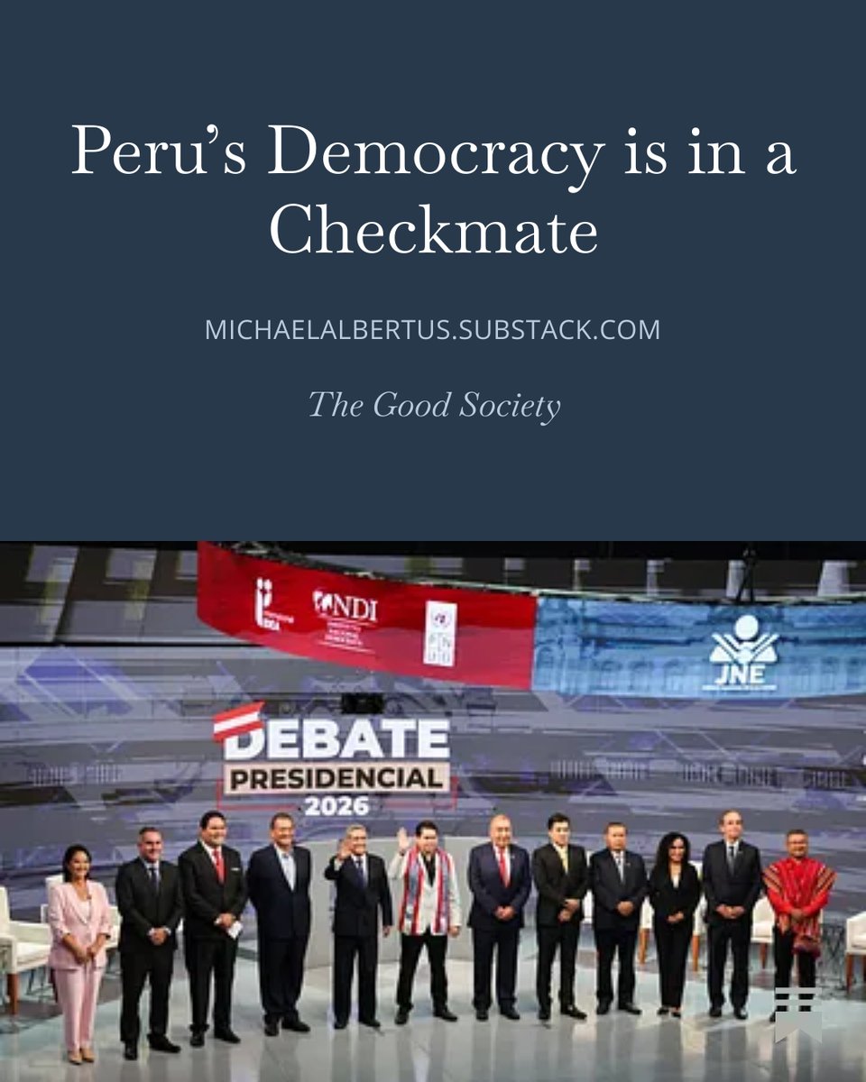 Peru's recent election debacle puts the country in a bind, setting the stage for another vote with few good outcomes. My latest post at The Good Society 👇