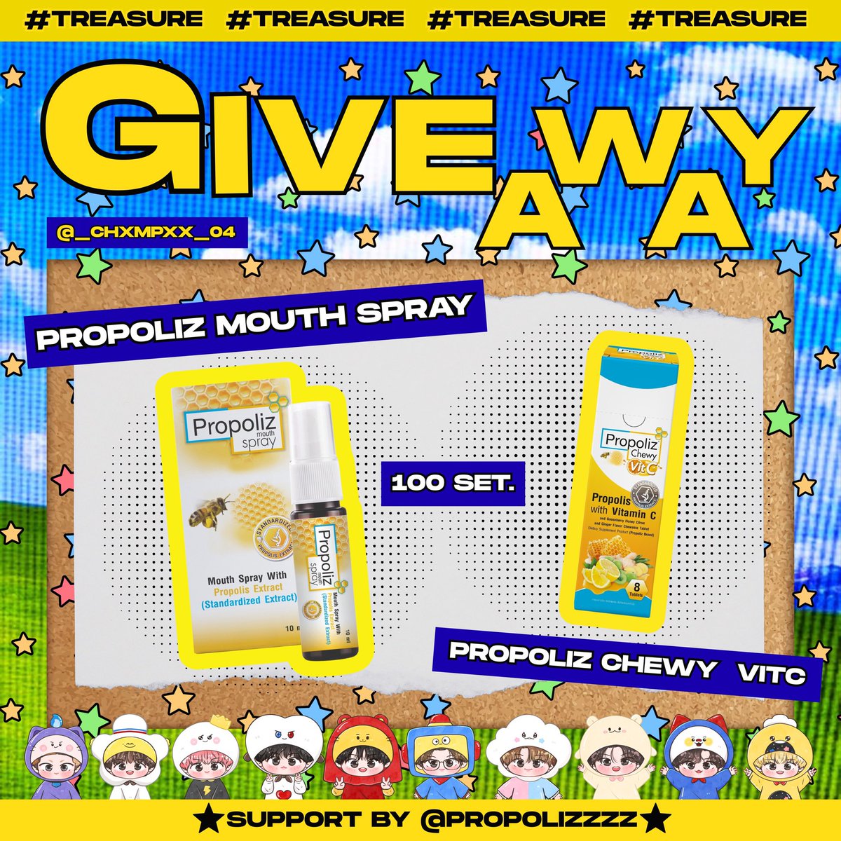 ♡˚. ⌗ ꒱Special Giveaway ♡˚. ⌗ ꒱

🎧Support by <a href="/Propolizzzz/">Propolizspray</a> #Propoliz 💕

🐝Propoliz Mouth Spray 

🍊Propoliz Chewy  VitC 

🎁: ꒰ only 100 set ꒱

📆 ; May 16, 2026
⏱️ ; TBA
🏟️ ; National Stadium

#PULSE_ON_IN_BANGKOK 
#TREASURE_PULSE_ON_IN_BKK 
#TREASURE