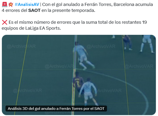 Quiero creer que es cierto lo de que el año que viene vamos a tener fuera de juego AUTOMÁTICO <a href="/Tebasjavier/">Javier Tebas Medrano</a> , sino la credibilidad del fútbol... es entre poca y ninguna. ¿La inversión en arbitraje con IA para cuándo? ¿pretenden hacernos creer que es normal que el SAOT se equivoque
