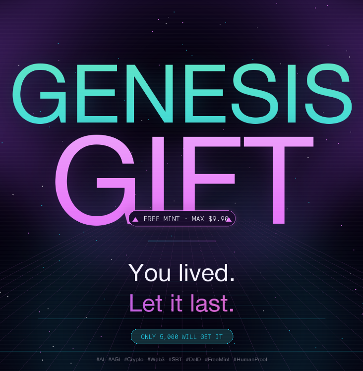 openname_ai's tweet photo. 🎁 GENESIS GIFT · NOW LIVE
You lived. Let it last.
Only 5,000 will get it · Max $9.90 instant credit.
Proof of Human Life Protocol.
→ https://t.co/0r9Ig2ssdq
#OpenName #AI #AGI #Web3 #Crypto #SBT #AIID #FreeMint #HumanProof #Gift #airdrop https://t.co/UK8PMWJNx7
