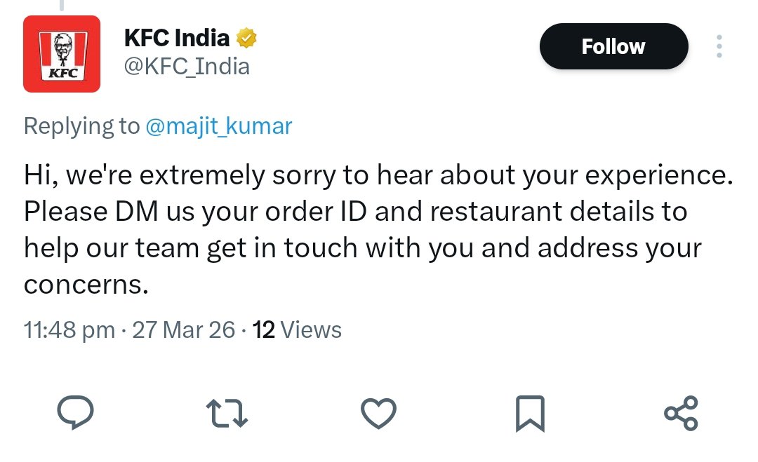majit_kumar's tweet photo. @KFC_India @kfc @yumbrands @jaagograhakjago @KFC_India Please do not reply if you want to buy time again. Please just accept that there're  ghost kitchens and your intension is not to refund the money for the food that you guys cancelled without any reason. Do u think, you as a brand can go long way by cheating people? https://t.co/UJEpp40oTV
