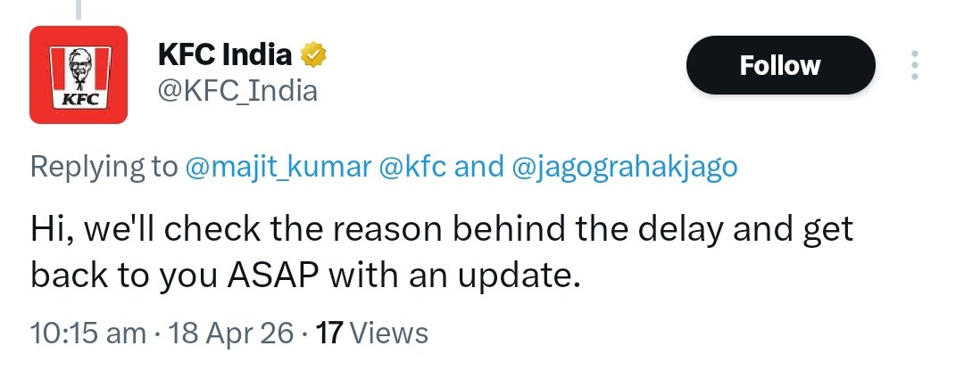 majit_kumar's tweet photo. @KFC_India @kfc @yumbrands @jaagograhakjago @KFC_India Please do not reply if you want to buy time again. Please just accept that there're  ghost kitchens and your intension is not to refund the money for the food that you guys cancelled without any reason. Do u think, you as a brand can go long way by cheating people? https://t.co/UJEpp40oTV