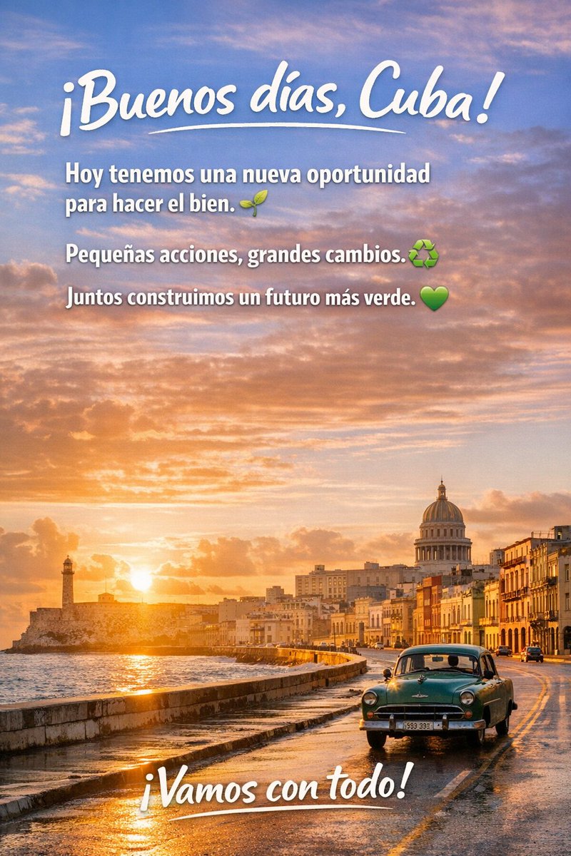 JorgeLTamayoD's tweet photo. 🌅🇨🇺Buenos días, #Cuba
Cada amanecer nos invita a renovar el compromiso con lo que somos y con lo que podemos transformar.  
#Reciclar es creer en el futuro, en la fuerza del trabajo y en la belleza de lo útil
Que hoy nuestras acciones reflejen la luz que nace en esta tierra♻️✨ https://t.co/xO9UNcqsk5