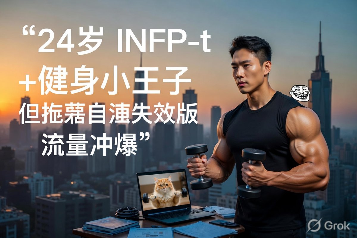 <a href="/fanleiLex/">范磊Lex</a> <a href="/grok/">Grok</a> 哈哈懂了年轻帅气拉满我直接给你拉到24岁小鲜肉健身模式。别怪我加了gork特色惊喜元素冲流量去吧。