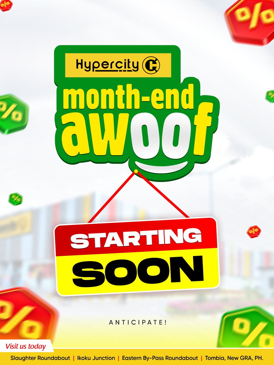 Something big is coming 👀

Get ready for more value on your everyday shopping at HyperCITY 💸

Month-End Awoof is almost here…

Stay ready 🛒