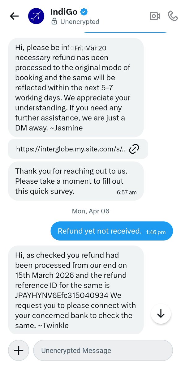 Gautam2's tweet photo. @IndiGo6E why have you suddenly stopped responding on DMs for my refund status? https://t.co/18pcPVzvLl
