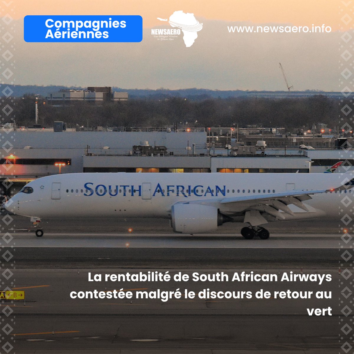 #GOOD_TO_KNOW | La rentabilité de South African Airways contestée malgré le discours de retour au vert

South African Airways avait récemment annoncé un retour à la rentabilité après des années de pertes, mais l’auditeur général estime que les états financiers ne ...

1/2⤵️