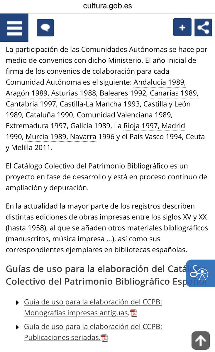 🎉📚 ¡Feliz #DíaDelLibro #DíaDelLibro2026!

👀🔗Hoy es un día estupendo para ver en la web del #CCPBE (Catálogo Colectivo del #PatrimonioBibliográfico Español): qué es, qué objetivos tiene, qué periodo abarcan sus registros o consultar las guías de uso:

ccpbe.cultura.gob.es/CCPBOPAC/cgi-c…