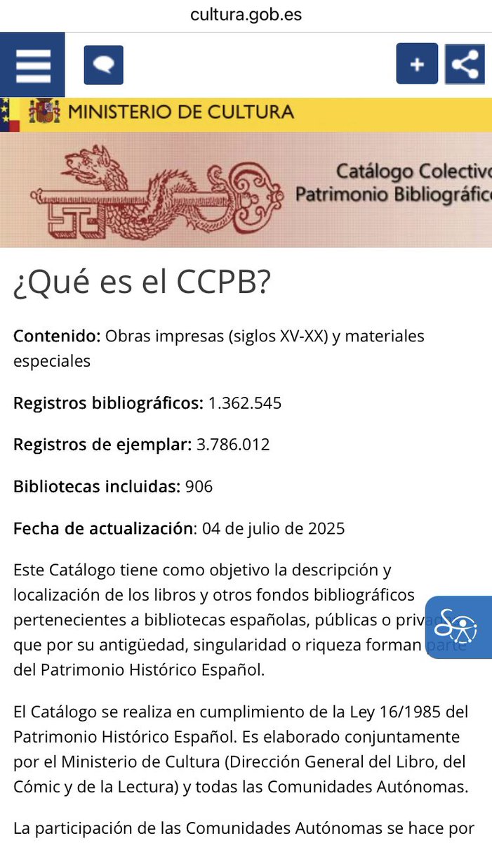 ICOMOS_esp's tweet photo. 🎉📚 ¡Feliz #DíaDelLibro #DíaDelLibro2026!

👀🔗Hoy es un día estupendo para ver en la web del #CCPBE (Catálogo Colectivo del #PatrimonioBibliográfico Español): qué es, qué objetivos tiene, qué periodo abarcan sus registros o consultar las guías de uso:

https://t.co/zxEa3SDJR4 https://t.co/EhiDCkzdjm