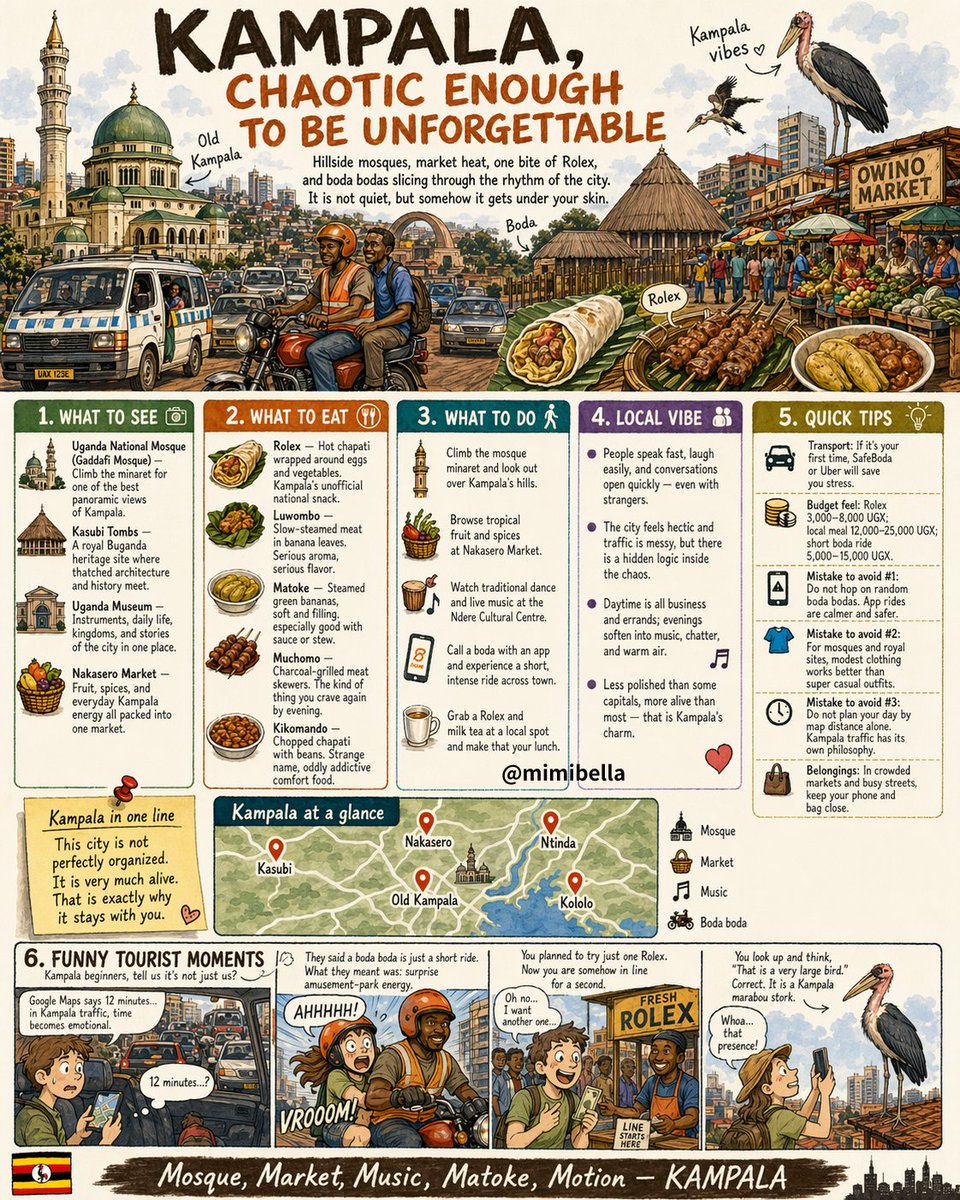 misungkim1231's tweet image. Kampala —
vibrant, colorful, and somehow unforgettable. ✨

#Kampala #Uganda #TravelMap #ExploreAfrica #TravelStory #RealTravel #CityVibes #AIArt #ChatGPT