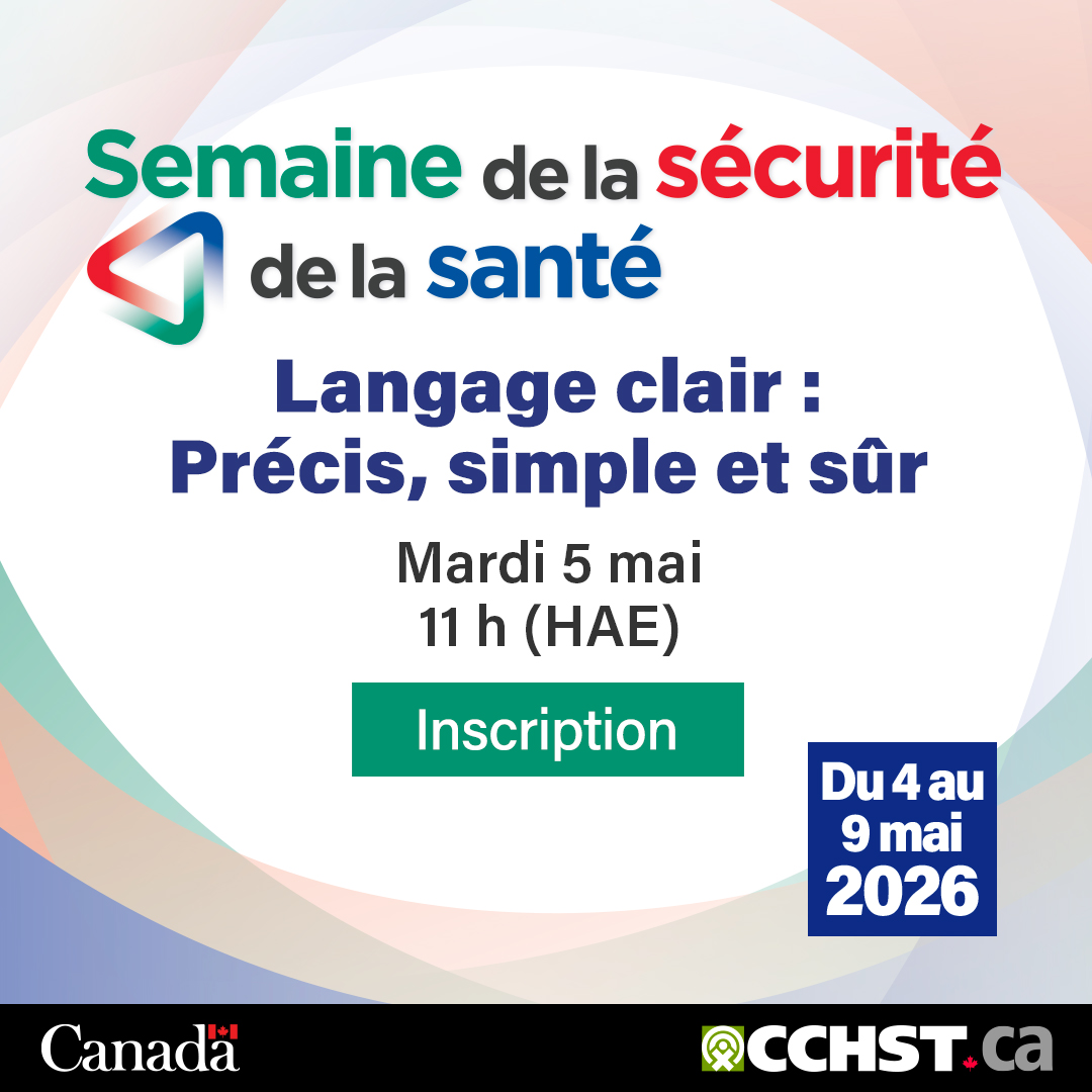 CCHST_CA's tweet photo. Apprenez comment utiliser un langage clair et simple dans votre milieu de travail grâce à notre webinaire gratuit #SemaineSécuritéSanté, le 5 mai : https://t.co/NLajgTahFn https://t.co/94ND5imhUw