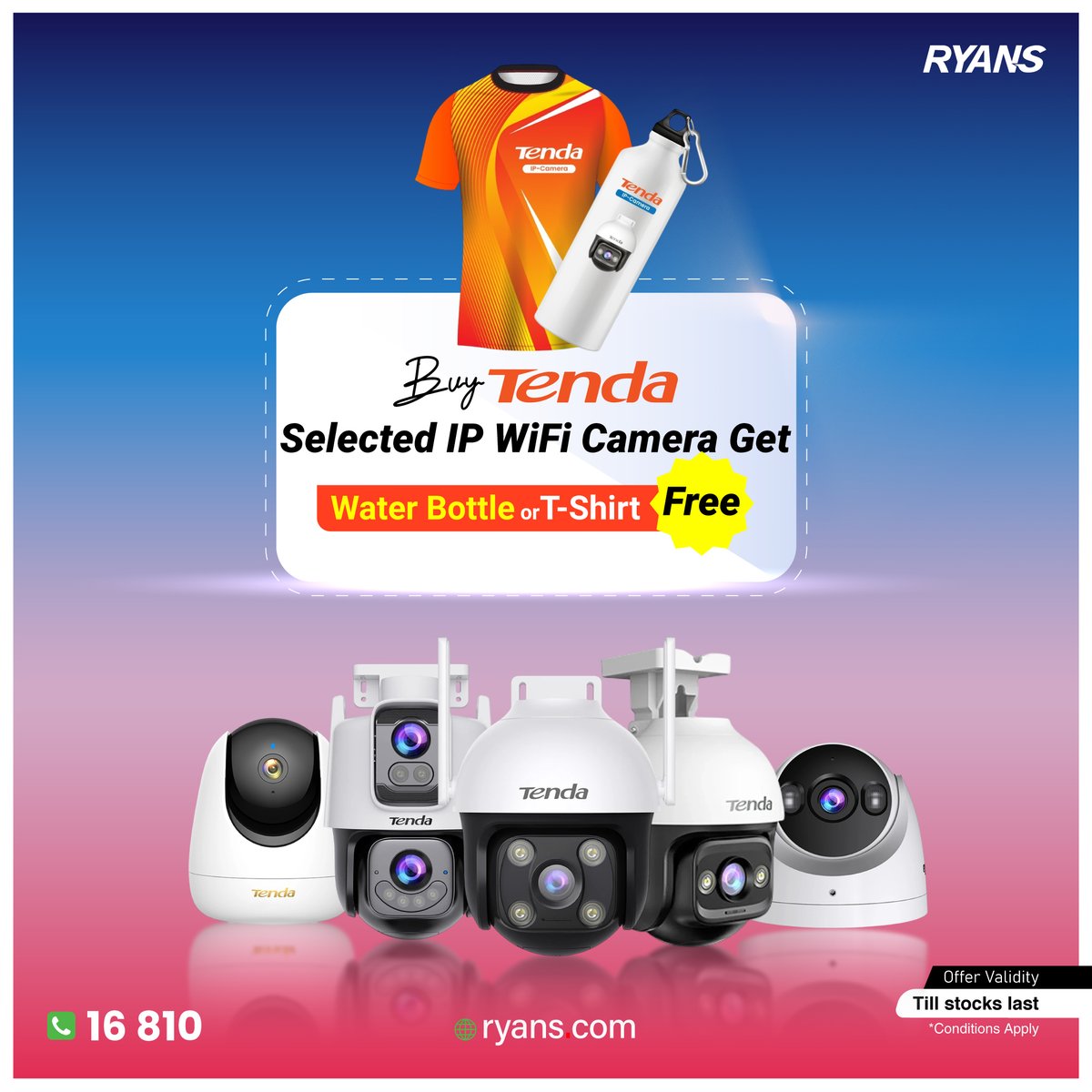 RyansComputers's tweet image. 🎁 Tenda IP Camera Offer
ক্যামেরা কিনলেই ফ্রি Water Bottle বা T-Shirt!
🛒 Order Now — ryans.com/offers/tenda-w…
#RyansComputers #Tenda #SecurityCamera #Offer