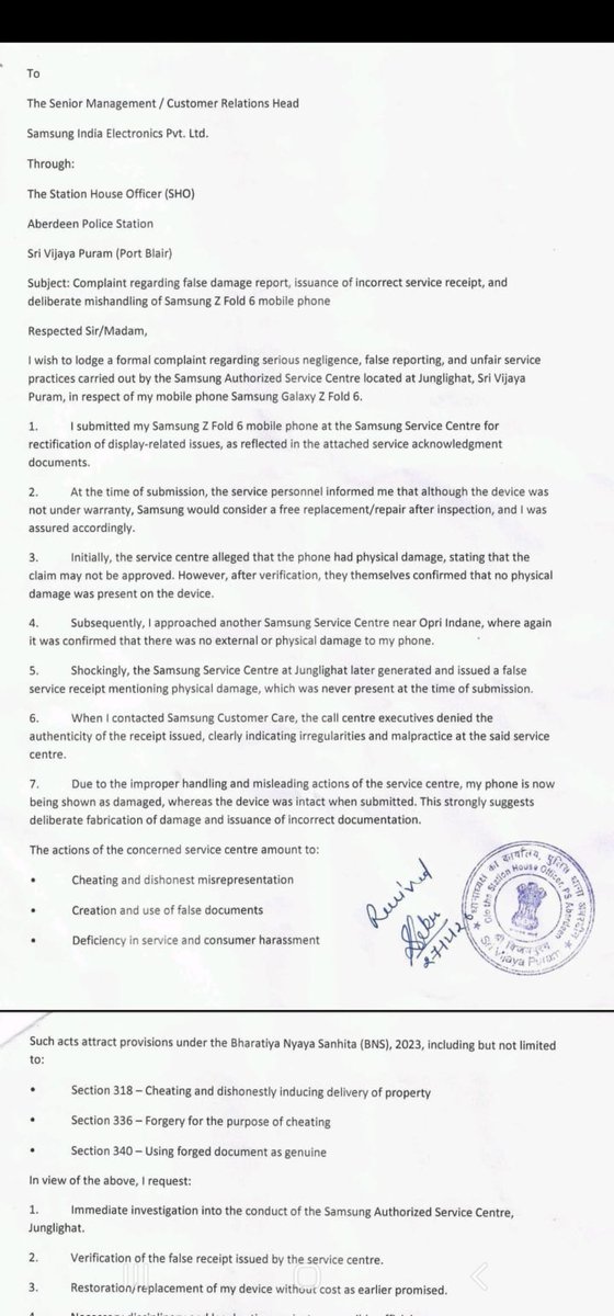 Balramsai8's tweet image. @SamsungService @jagograhakjago @consaff @nch1915
#Samsung #ConsumerRights #Complaint #India