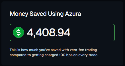 lech77eth's tweet photo. Did some selling last night🤑

One of the best parts abt trading on Azura is watching this fees saved number accumulate + getting Azurite for all of my big trades.

I'm saving money and getting valuable points... we may make it bros. https://t.co/83gb8IRkfj