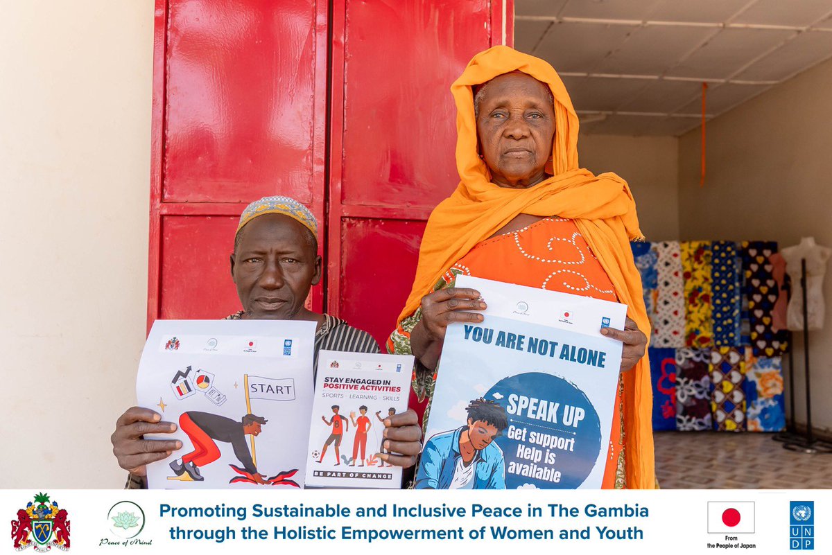 UNDP_TheGambia's tweet photo. Youth Driving Change in Foni – WCR

Through the JSB Project w/ Peace of Mind, youth-led caravans sparked conversations on drug abuse prevention & positive coping, from bantabas to markets and roadside stops.

Turning dialogue into community-led action for safer, more resilient communities.

W/ thanks to 🇯🇵 Supporting resilient, safer communities.
