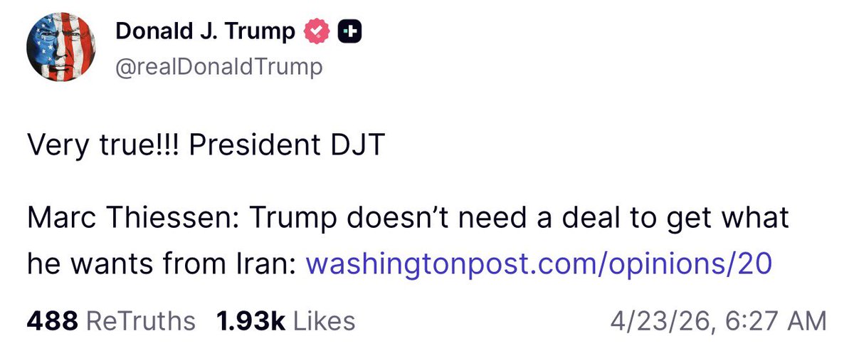 MeidasTouch's tweet image. Trump’s morning posts:
— Let’s kill Iranians who don’t want a deal
— I’m ordering the Navy to shoot any boat putting mines in the Strait
— We actually have full control over the Strait
— I don’t need a deal