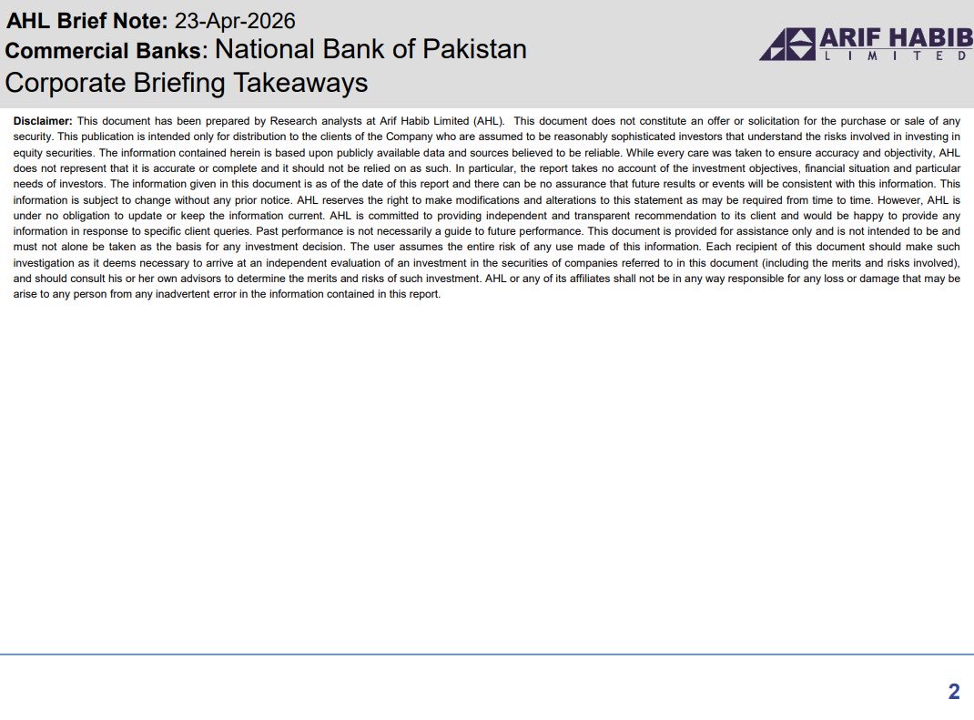 ArifHabibLtd's tweet image. AHL Brief Note - NBP Corporate Briefing Takeaways (CY25)

#KSE100 #PSX #Equities #Pakistan #NBP