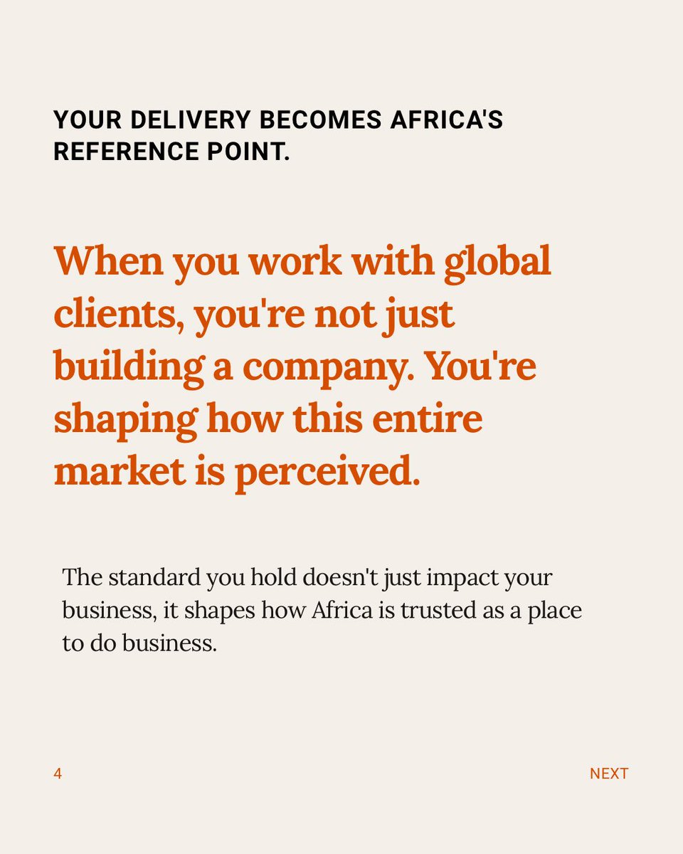 Markets behave differently. Infrastructure and regulation are improving but not always in sync. Things change fast.

But expectations don't. You still have to deliver quality. Be consistent. No excuses.
