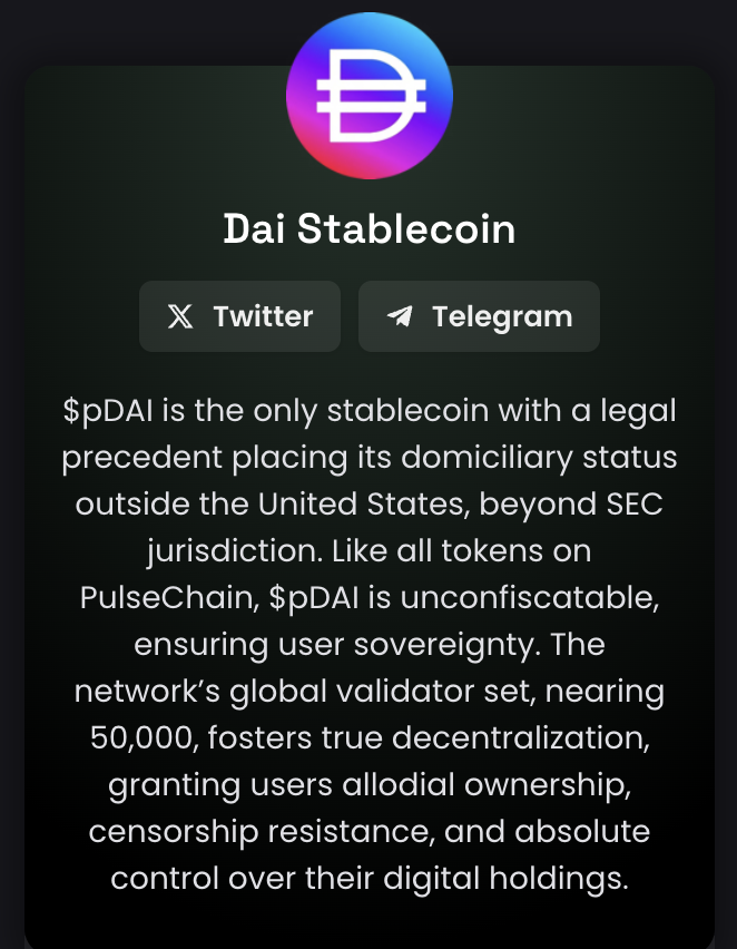 jeffersonbruman's tweet photo. No one can freeze $pDAI on PulseChain https://t.co/zzX0Uoh4fI