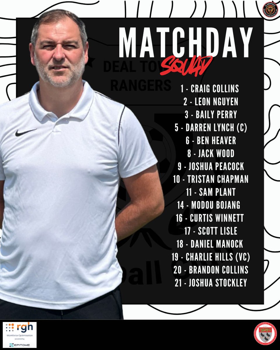 MATCHDAY SQUAD ⚪️⚫️

Quarter-Final!

A place in the semi-finals at stake.

Minimal changes to last weekend's squad. Striker Brandon Collins returns and comes in for Tom Myhill to add an extra attacking threat, whilst skipper Darren Lynch returns in place of Sam Hanson.