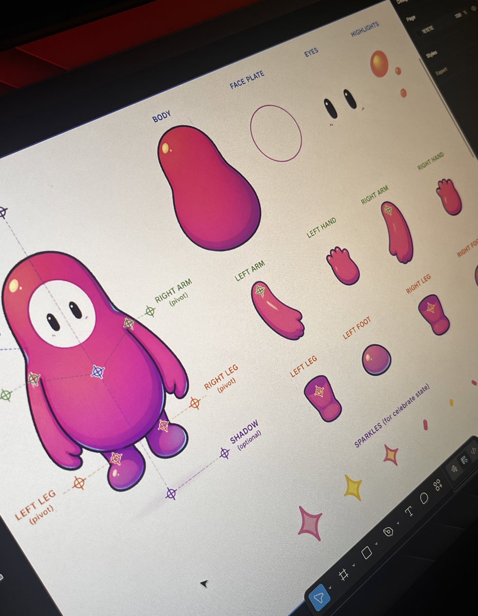 _Davecsko's tweet photo. Prepping a mascot for animation.

Had to convert the PNG to SVG, then break it down into separate parts head, arms, legs, eyes, etc.

Setting it up properly makes the animation process way smoother. https://t.co/D7mOSxf3kq