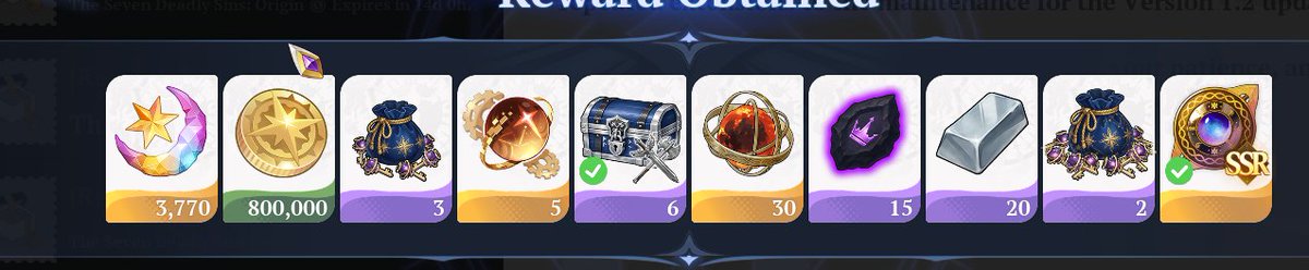 All the Rewards for the update! #TheSevenDeadlySinsOrigin #7DSOrigin #7DS