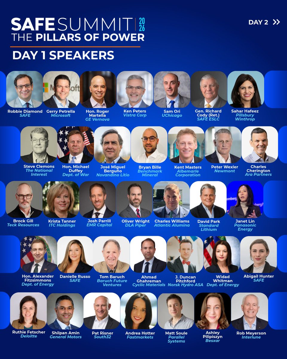 Securing_Energy's tweet image. Over 70 C-suite executives, government leaders, innovators, thought leaders, and investors shaping U.S. energy, security, and industrial policy will be on stage next week at #SAFESummit2026 in Washington, D.C.

Online registration ends this Friday, at 5pm ET: