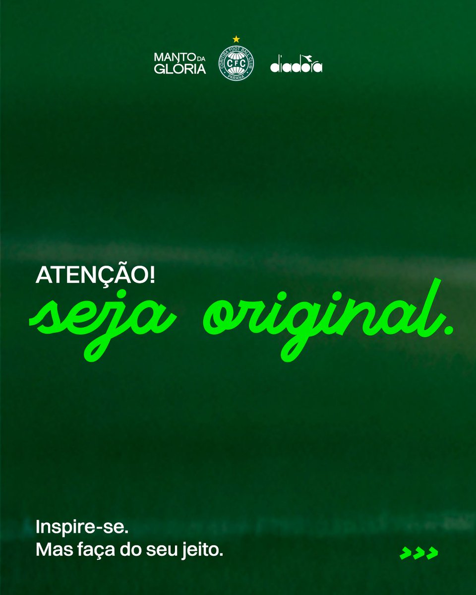 Coritiba's tweet photo. Ser original é o jogo. ✌️

Transforme inspiração em algo novo, com identidade Coxa.

Bora criar o próximo manto da nossa história?  

🌐 Inscreva-se em: https://t.co/4Wv1W55QoH

#MantoDaGlória https://t.co/rcVjvKZTVC