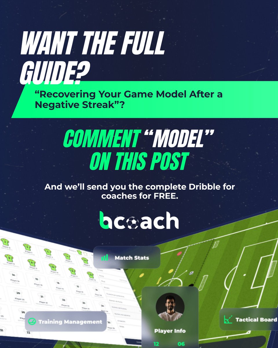 EnBcoach's tweet photo. 🎁 Want the full guide “Recovering Your Game Model After a Negative Streak”?

Comment “MODEL” and we’ll send you the full Dribble for coaches for FREE

#bcoach #YouthFootball #FootballCoach https://t.co/PkFwwrGsMB
