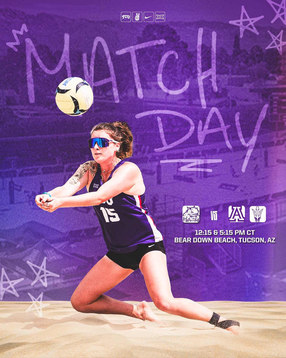 TCUBeachVB's tweet image. The real season begins

🆚 [6] Arizona &amp;amp; [3] Arizona State
⏰ 12:15 PM &amp;amp; 5:15 PM CT
📺 ESPN+
🔗 gofrogs.co/3OhQM4b 

#GoFrogs | #ONETeam